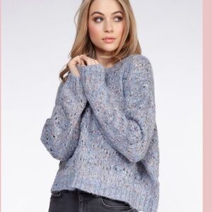 Dex Oversized S/M Confetti Textured Open Stitch Crewneck Pullover Casual Sweater